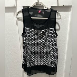 Vince Camuto Black and White Geometric‎ Tank Top